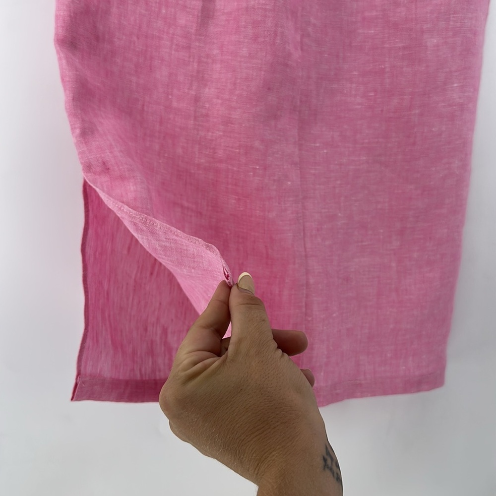 Talbots 100% Linen Pink Midi Skirt with Slit - Picture 9 of 16